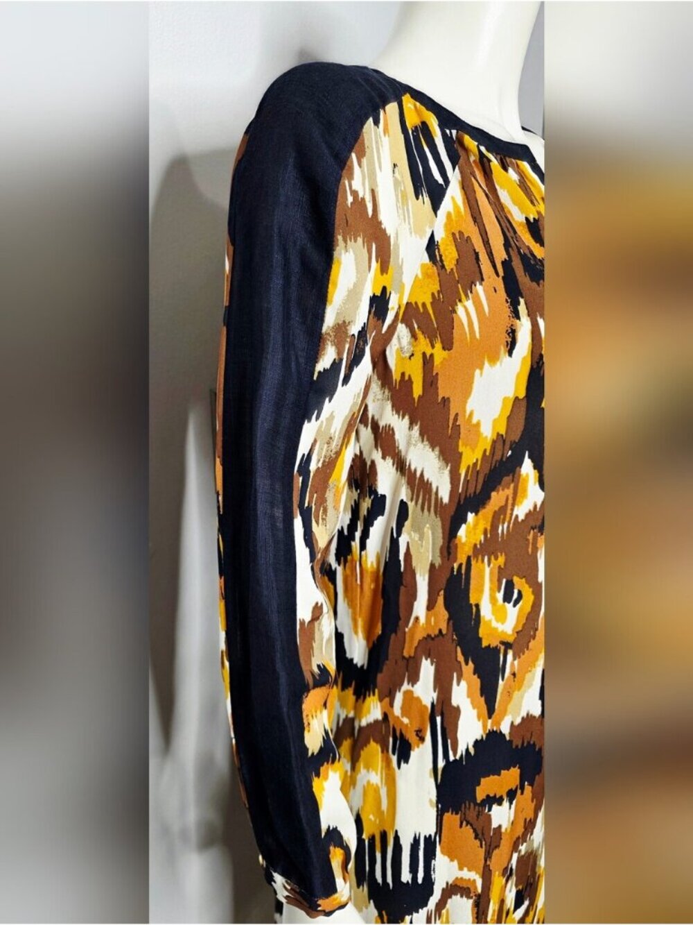 Tory Burch Silk Long Sleeve Ikat Tunic Dress - Picture 5 of 10